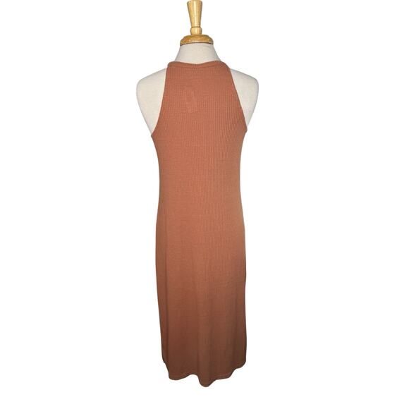 OLD NAVY *NEW* Rib Knit Linen Blend Midi Tank Dress Warm Hickory Brown Sz Small - Picture 3 of 10